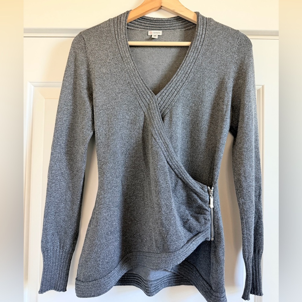 Guess Charcoal V-Neck Wrap Sweater